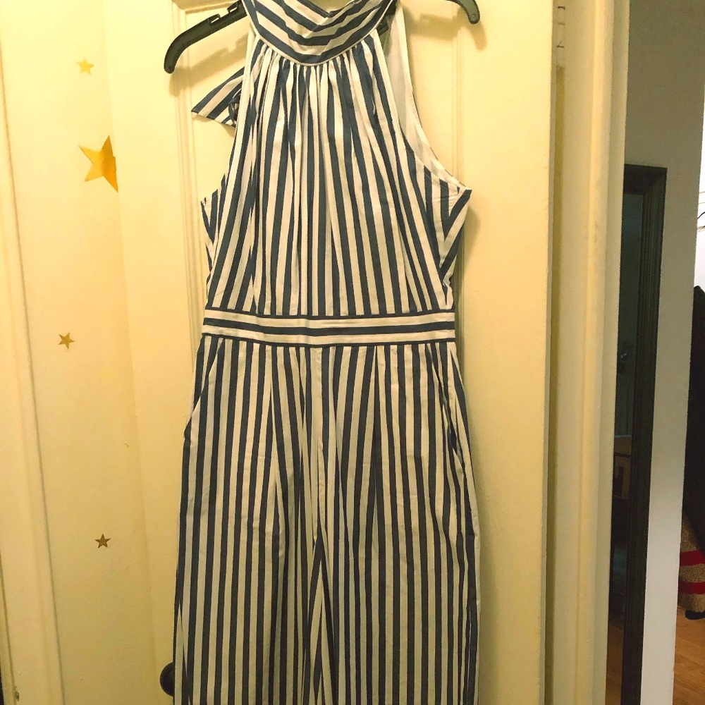 J.Crew Striped Halter Wide Leg Jumpsuit